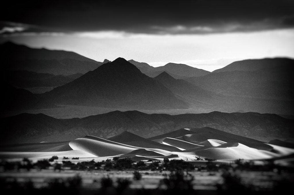 black & white photography of Death Valley sand dunes, CA. © Oliver Tollison