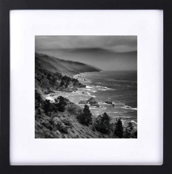 Framed Fine Art B&W Photograph of Big Sur Coast, CA