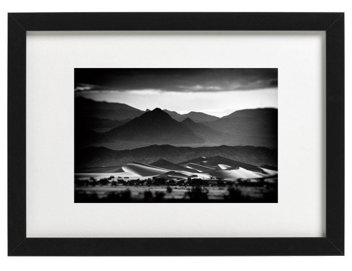 Framed B&W photo of Death Valley Dunes, CA