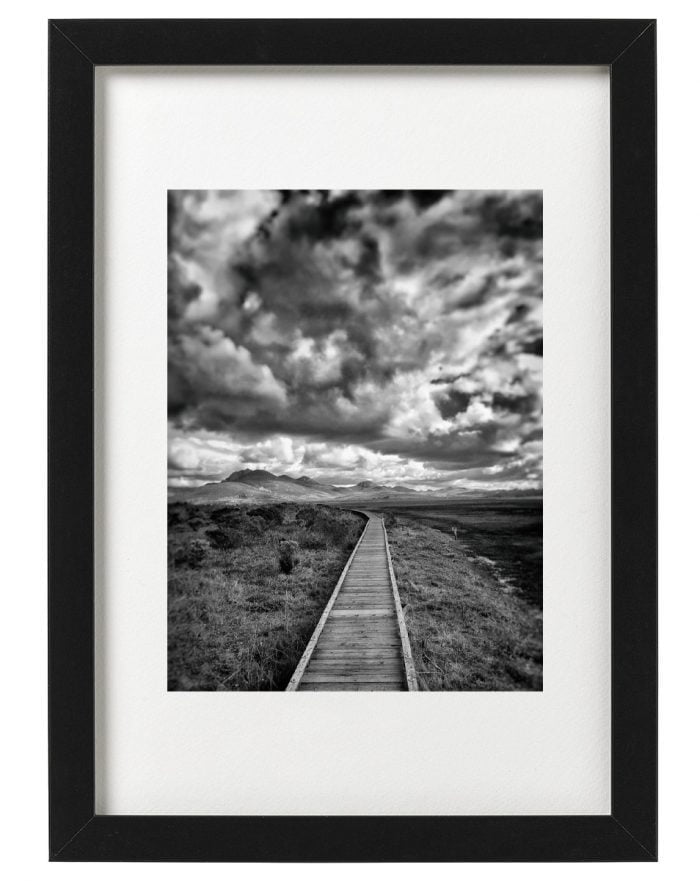 Inspirational B&W photo of clouds and path in California