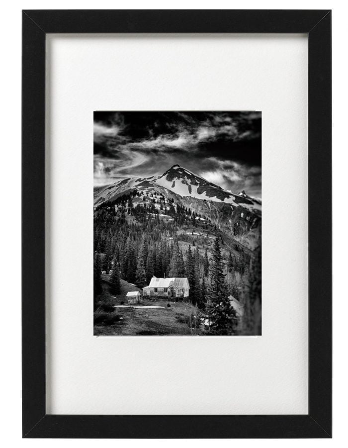 Fine Art B&W Photograph of cabin in Red Mountain, Colorado